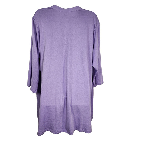 Woman Within Tunic Top Size 1X 22/24 Lavender 3/4 Sleeve Button Up Embroidered - Picture 2 of 10
